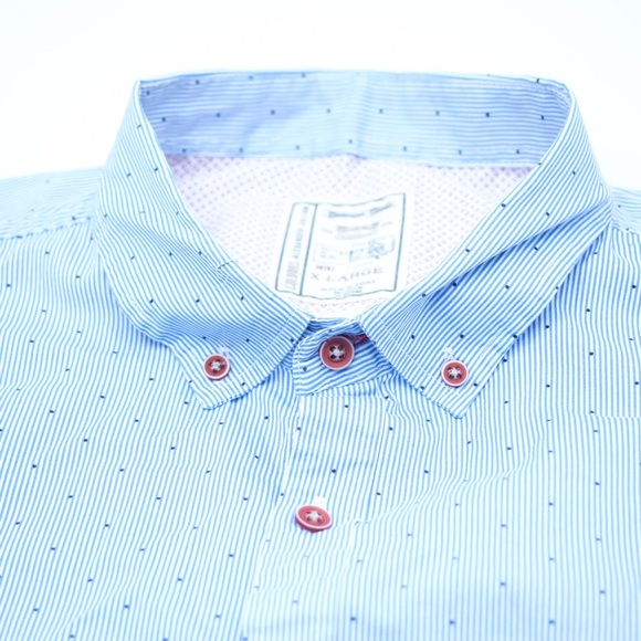 Alexander Julian Men's Colours Blue White Striped Shirt Button Up Size XL - Picture 4 of 5